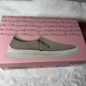 Kensie Girl Soren Slip on Side Zip Casual Comfort Taupe Size 7